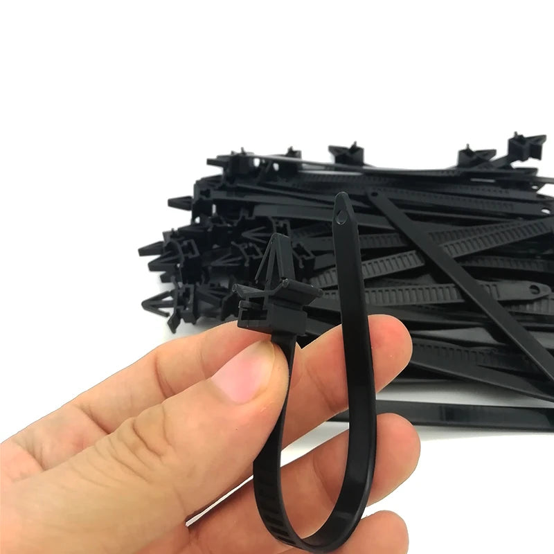 50pcs/lot Car Loom Fastener Mount Clip Releasable Tie Wrap Cable Fastening Zip Strap