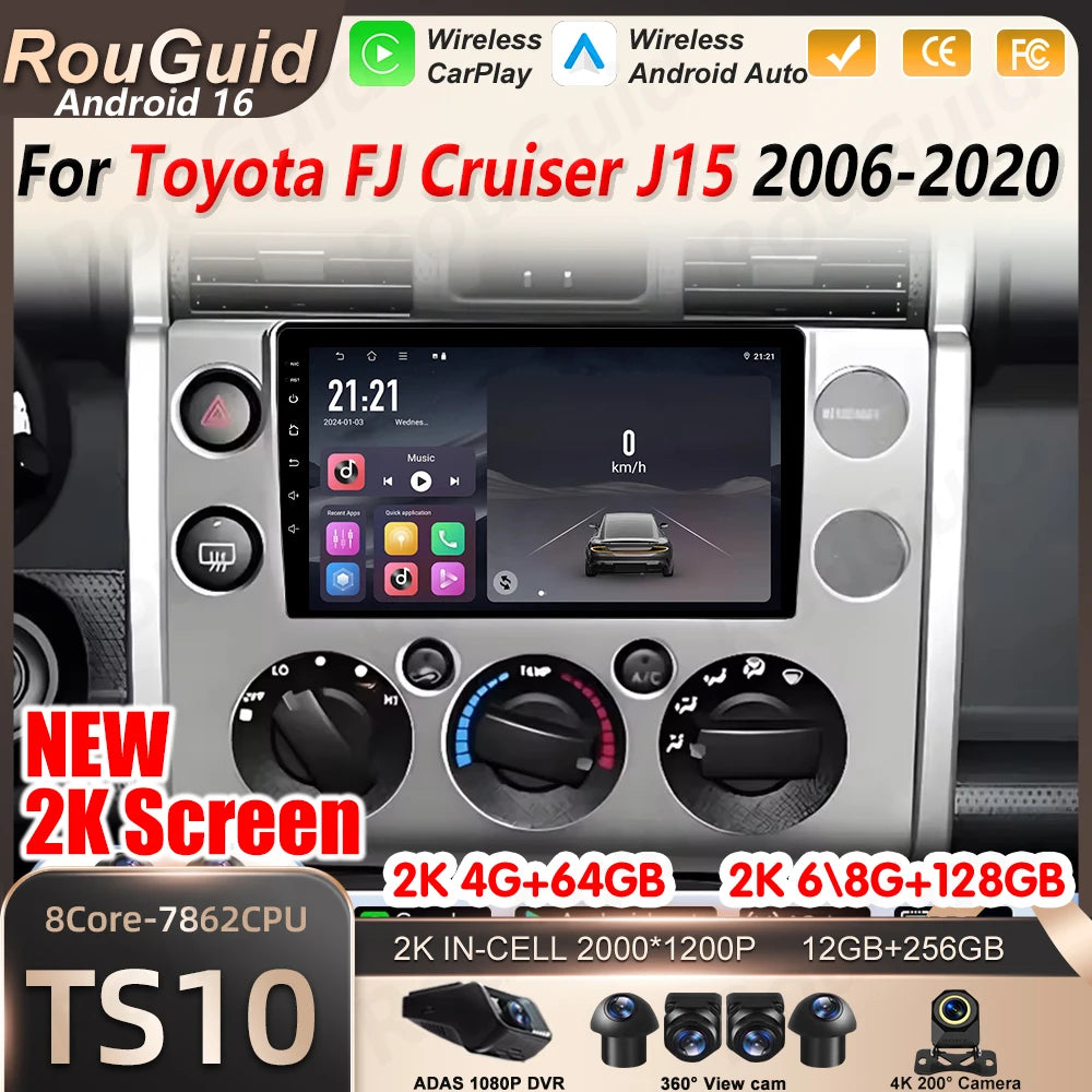 Android Auto Carplay Car Radio For Toyota FJ Cruiser J15 2006 2007 2008 2009 2010 2011 - 2 | AUTOKITSHOP