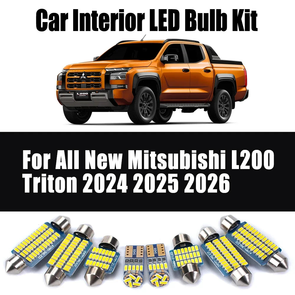 9-Piece LED Interior Light Kit for All New Mitsubishi L200 Triton - Canbus Error-Free Bulbs | AUTOKITSHOP