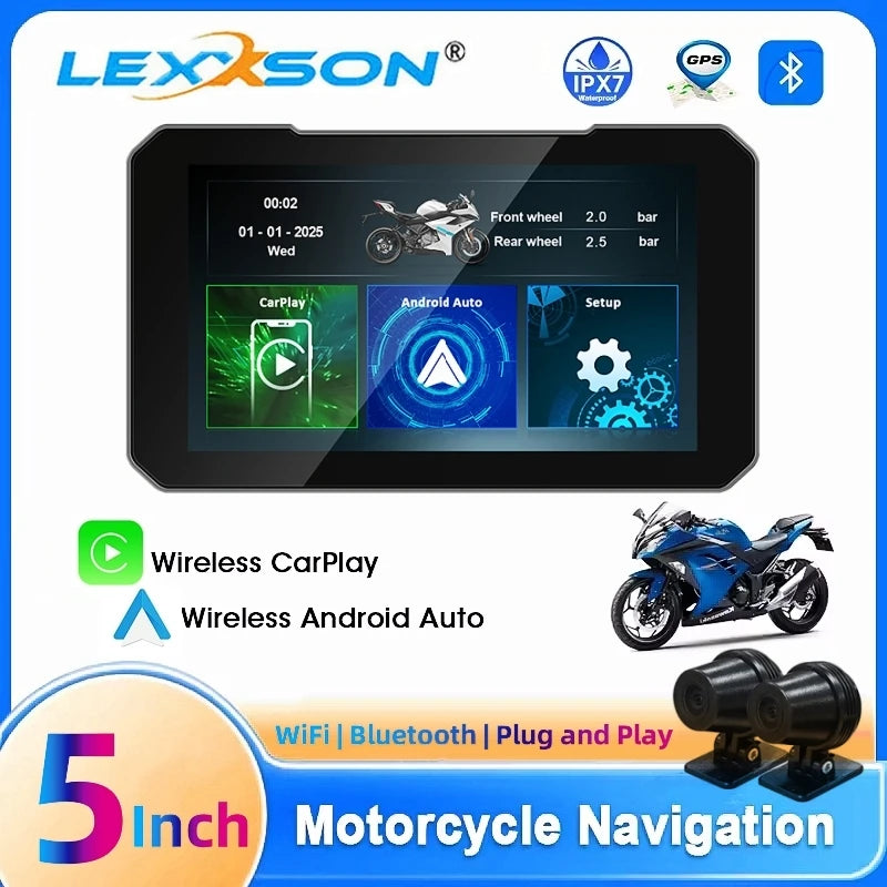 5inch Navigation Motorcycle DVR Waterproof Carplay Display Screen Portable Motorcycle Wire | AUTOKITSHOP