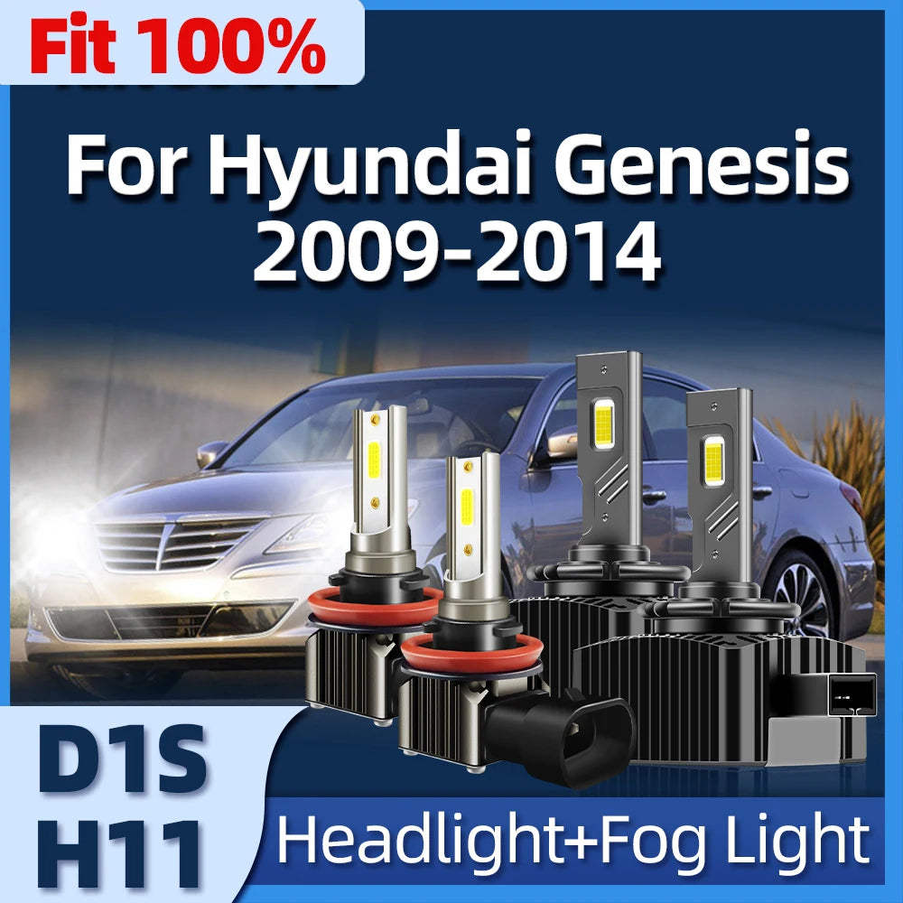 LED Headlights HID D1S Fog Lamp H11 Turbo Car Auto Bulb Headlamp Fit For Hyundai Genesis 2