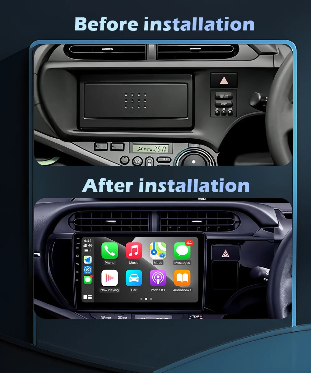 Right Hand Drive Wireless CarPlay For Toyota Aqua Prius C 2012 - 2014 Car Radio Multimedia