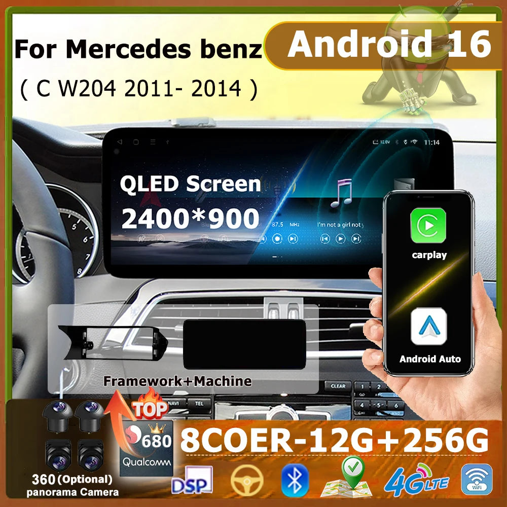 Android 16 Car Radio Multimedia Player GPS 4G Split Screen Bluetooth WiFi For Mercedes Ben
