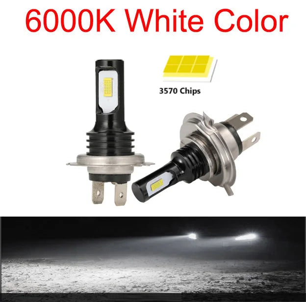 2Pcs H4 H7 LED Car Headlight H11 H8 H9 Car Fog Light 9005 HB3 9006 HB4 H1h3 H16JP Led Lamp Day DRL Light Auto 6000K 12V 24V