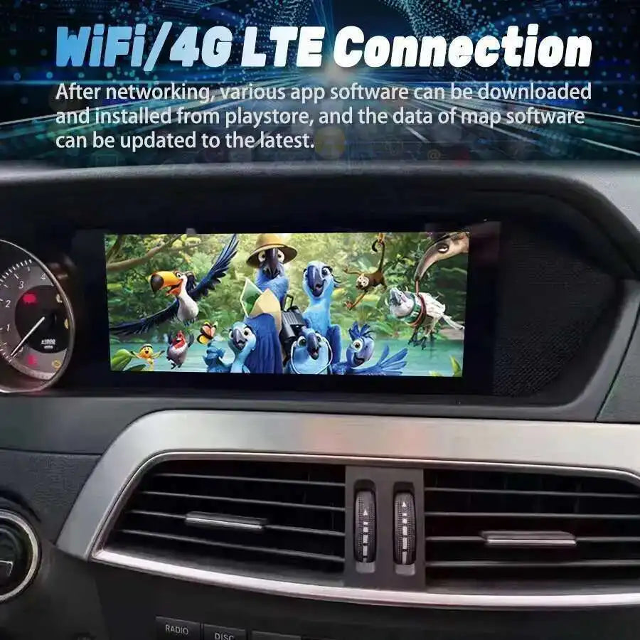 8.8" For Mercedes Benz C-Class W204 NTG 4.5 Qualcomm Screen CarPlay Android 14 Multimedia
