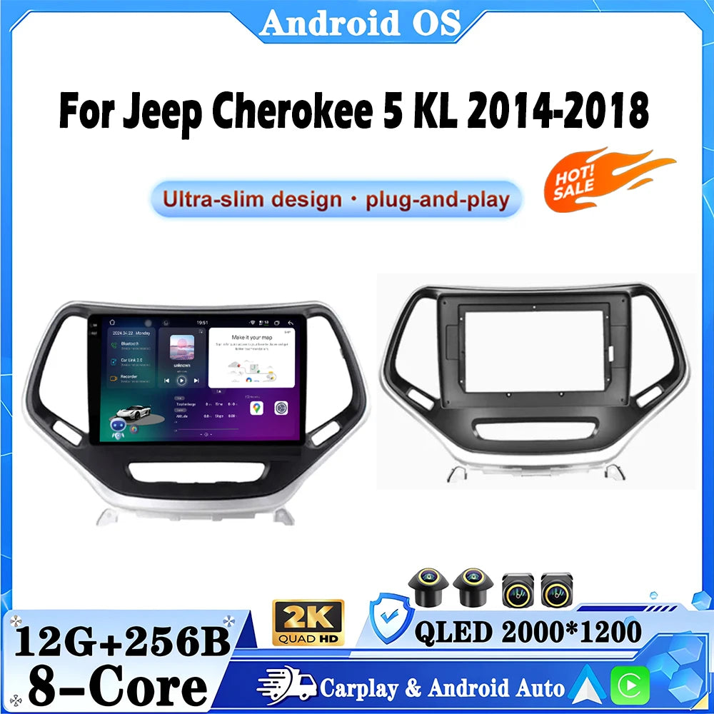 Android 16 Carplay Car Radio For Jeep Cherokee 5 KL 2014-2018 Multimedia Video Player GPS