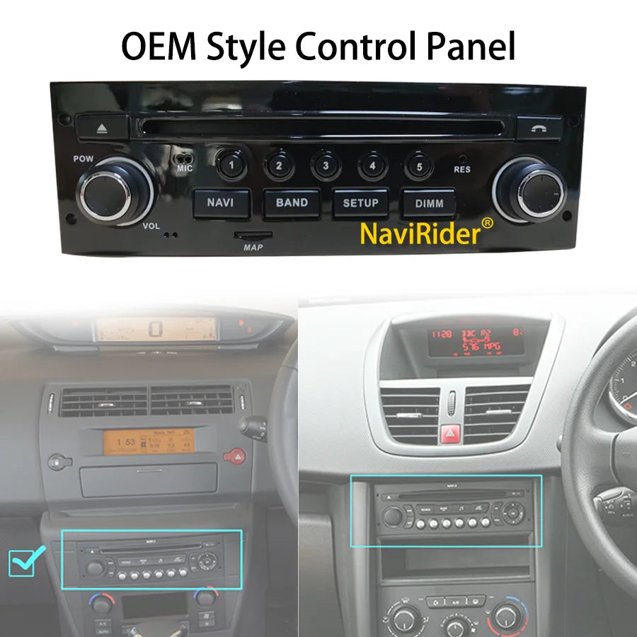 OEM Same Size Car Android Screen Control Panel For PEUGEOT 207 207CC 2006-2015 For Citroen