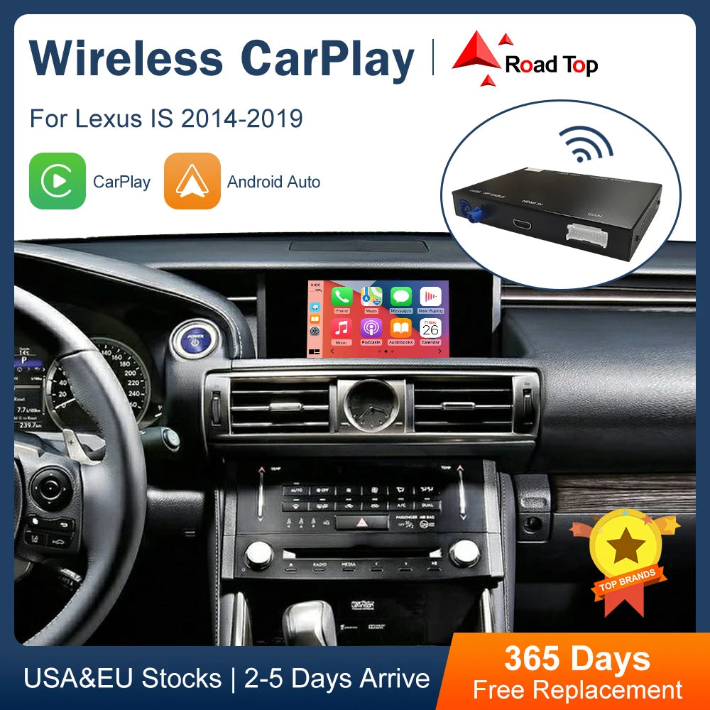 Road Top Wireless CarPlay Android Auto Interface for Lexus IS 2014-2019, with Mirror Link  | AUTOKITSHOP