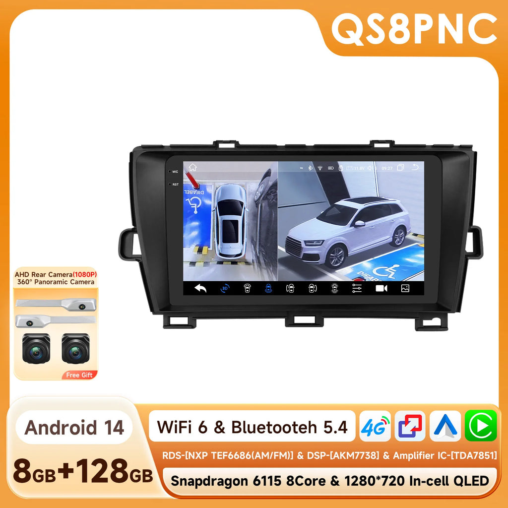 9"2DIN Carplay Android Auto Car radio For Toyota Prius XW30 2009-2015 multimedia 6115 8Cor