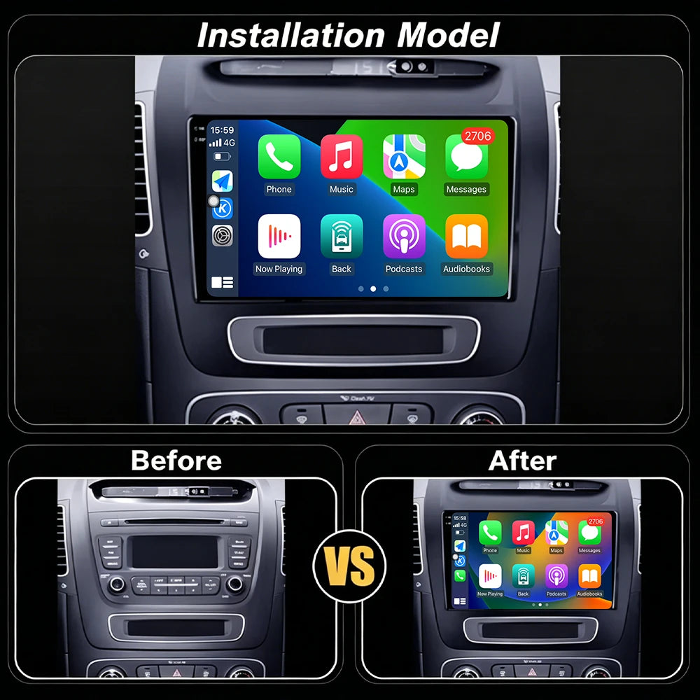 Wireless CarPlay Car Radio Multimedia Video Player Navigation GPS Android Auto For Kia Sor