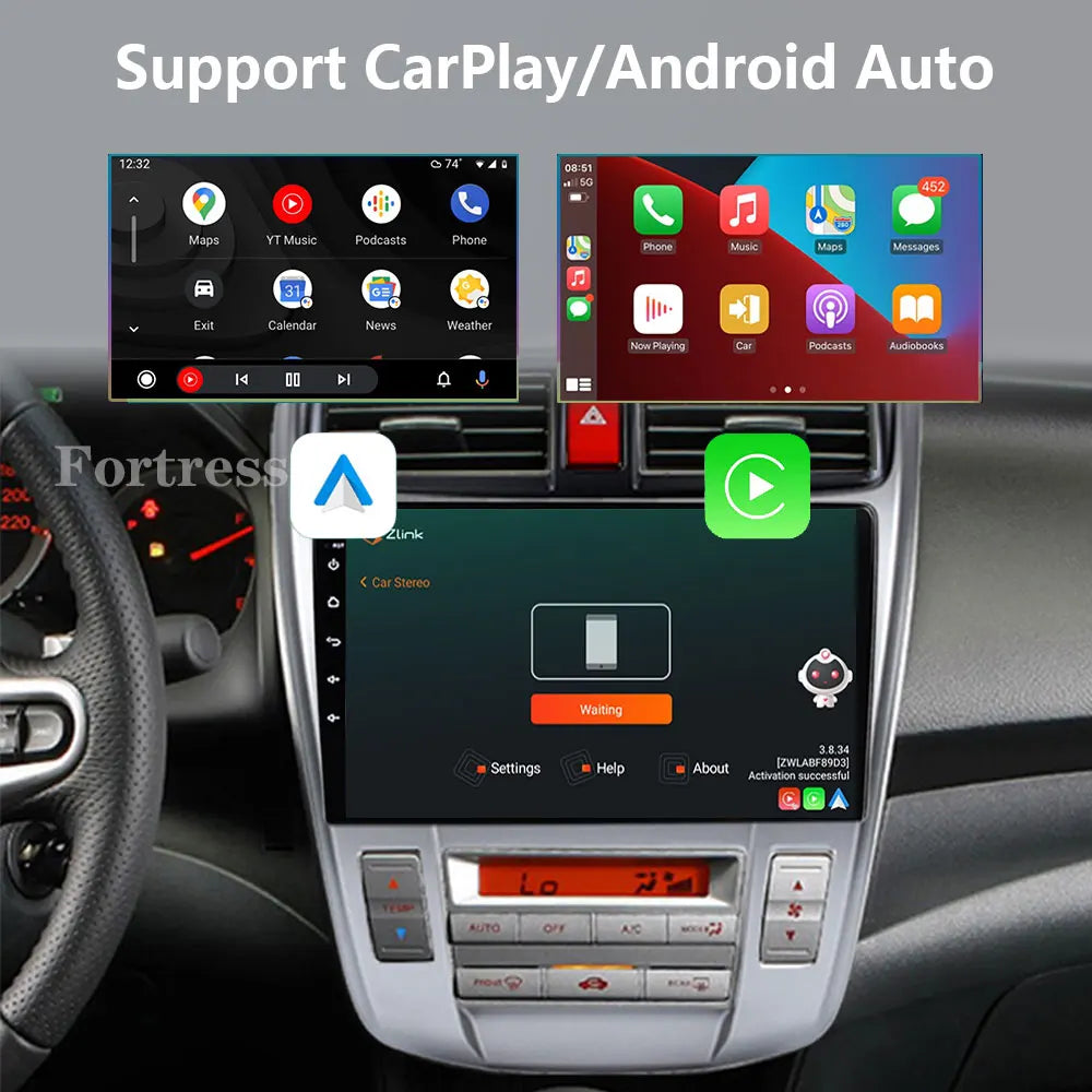 Car Radio Android 16 Carplay Multimedia Player For Honda City 2008 2009 2010 2011 2012 201