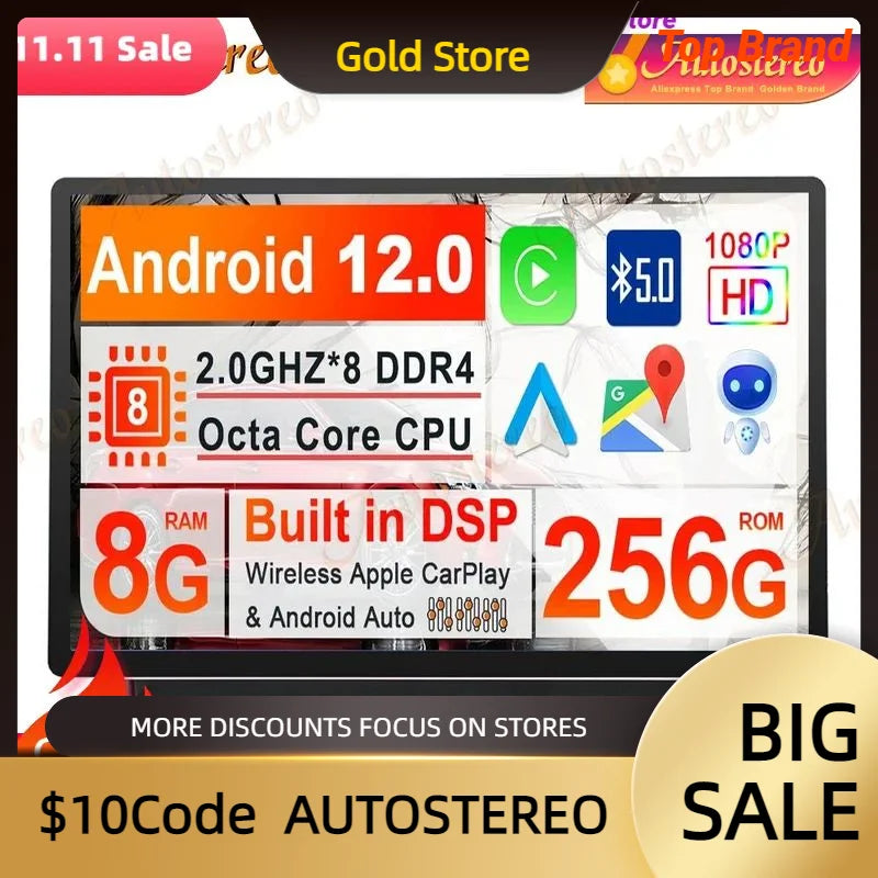 Auto Stereo Android 14 13.3 Inch For Toyota Tundra/Sequoia 2007-2014 Car GPS Navigation Mu