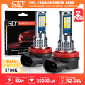 S&D H11 LED Fog Lights Bulbs 9005 9006 HB3 HB4 LED Headlight for Car 80W 25000LM 5700K Whi