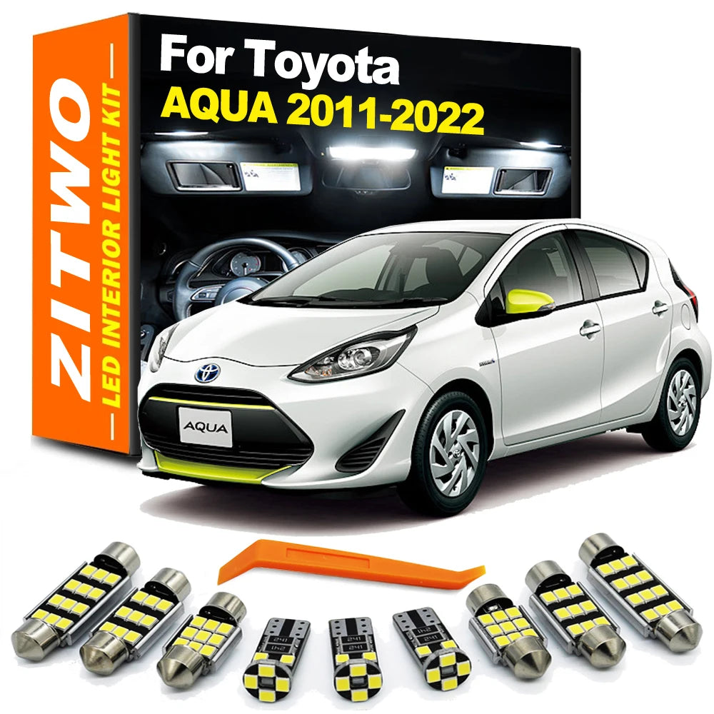 ZITWO 10Pcs No Error Canbus For Toyota AQUA 2011 2012 - 2018 2019 2020 2021 2022 LED Interior Dome Reading Trunk Light Bulb Kit
