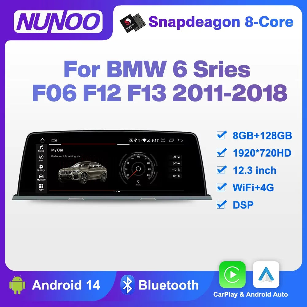 Android 14 8+128GB CarPlay For BMW 6 Series F06 F12 F13 2011-2018 GPS Car Multimedia Playe