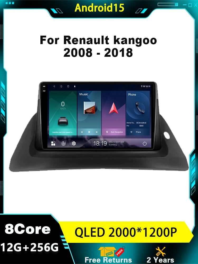 Android 15 For Renault kangoo 2008 - 2018 Car Radio Android Multimedia Video Player GPS Ca