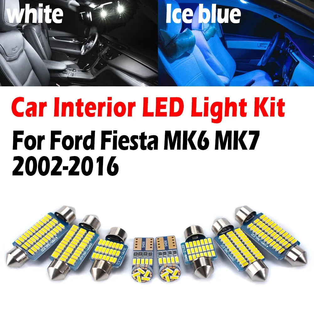 LED Interior Light Kit for Ford Fiesta MK6 MK7 2002-2012 - Canbus Dome Map Door Trunk Bulbs | AUTOKITSHOP