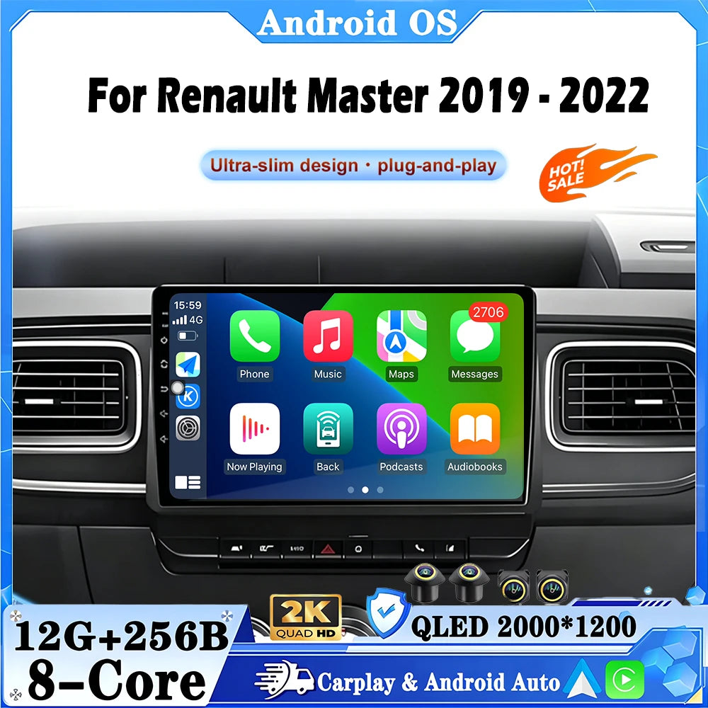 For Renault Master 2019 - 2022 Android Auto Carplay Car Radio Multimedia Video Player GPS