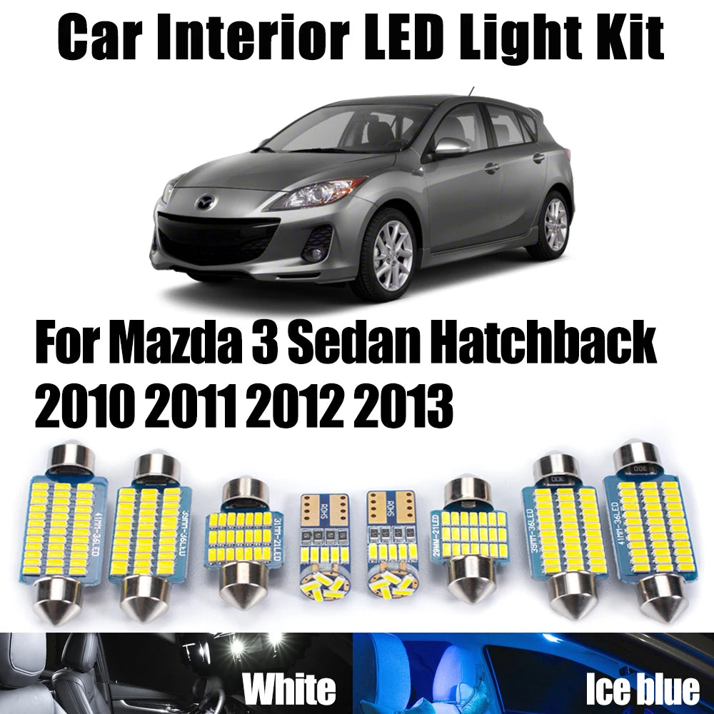 9-Piece LED Interior Light Kit for Mazda - Canbus Error-Free Interior Bulbs