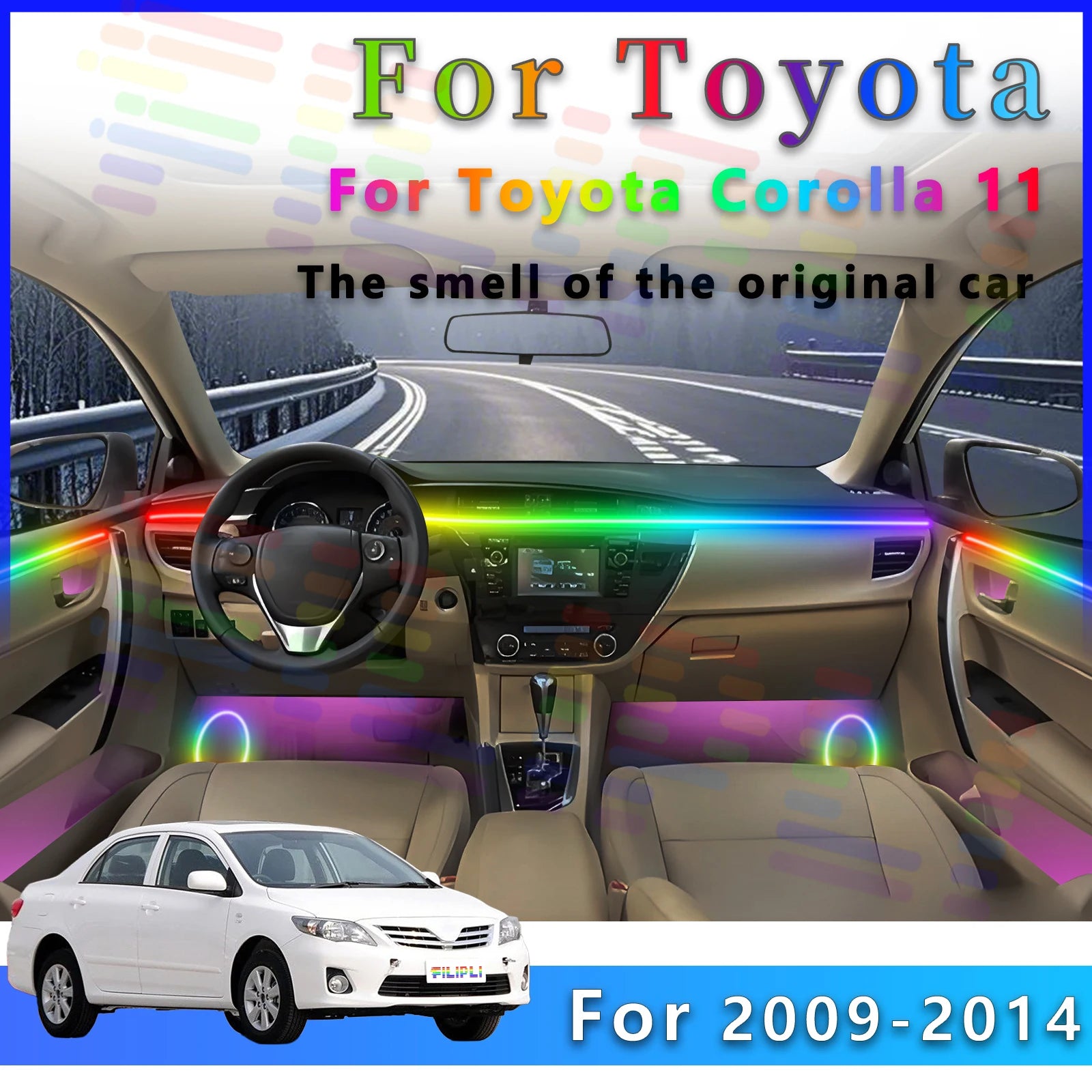 RGB - Ambient Light - for Toyota Corolla 2009-2014 - App Control - Car Interior Lighting | AUTOKITSHOP