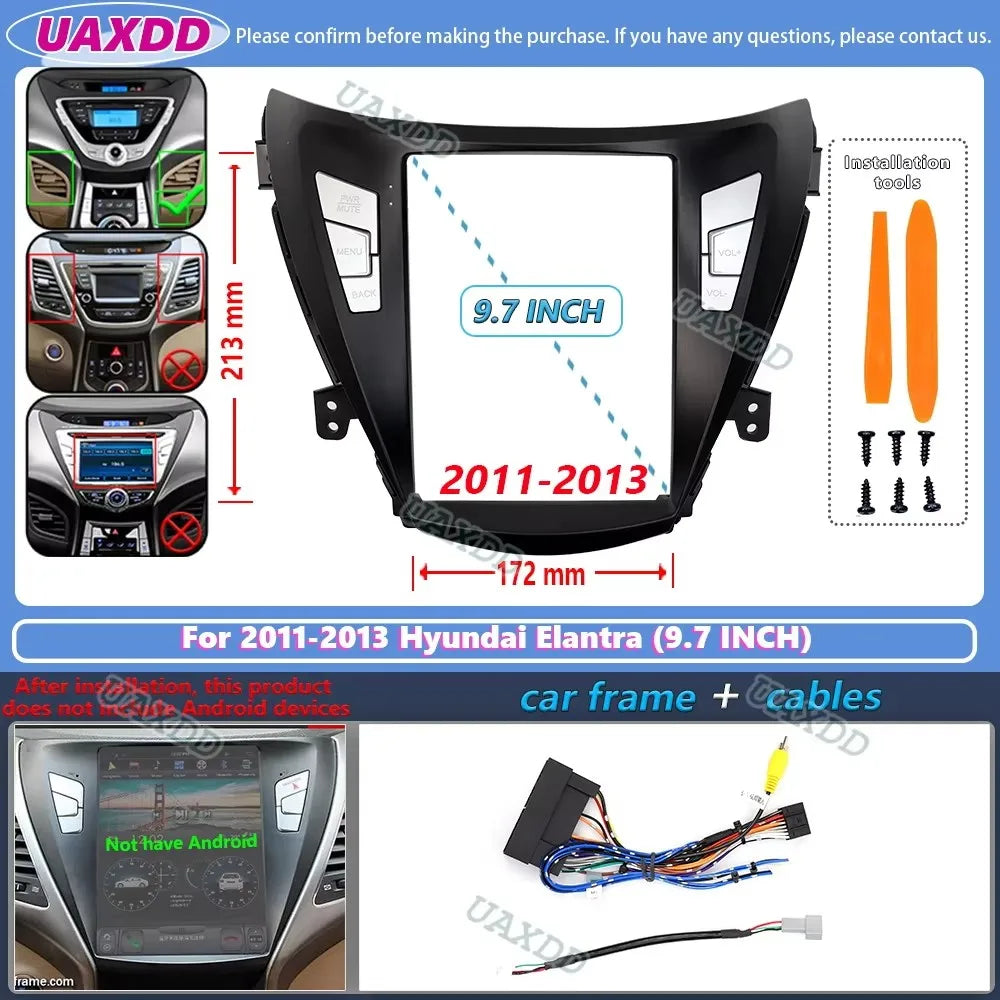 Vertical screen FOR Tesla style 2011-2016 Hyundai Elantra 9.7INCH Car CD Android frame pan