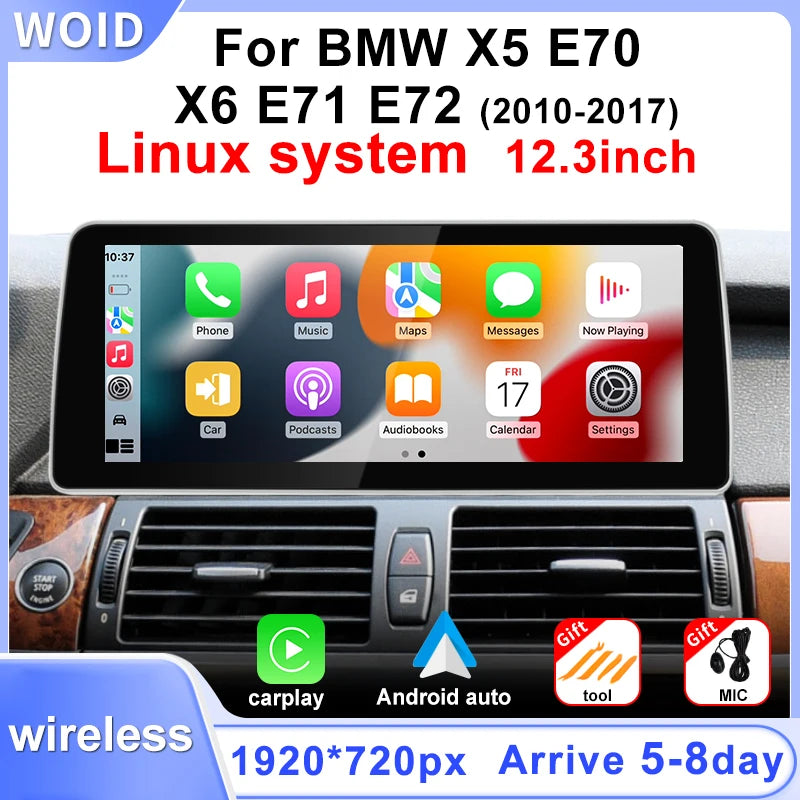 12.3Touch Screen Display For BMW X5 E70 X6 E71 CCC CIC 2007-2013Wireless Carplay Android A