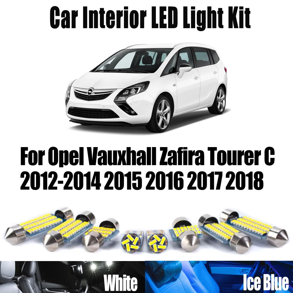 15-Piece LED Interior Light Kit for Opel Vauxhall Zafira Tourer C 2012- 2016 - Canbus Dome Map Door Trunk Bulbs | AUT...