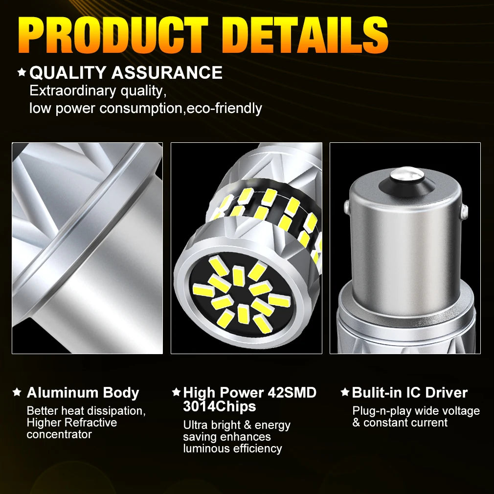 CanBus Lamp 1156 BA15S P21W BAU15S PY21W 7440 W21W P21/5W 1157 BAY15D 7443 LED Bulbs 42smd
