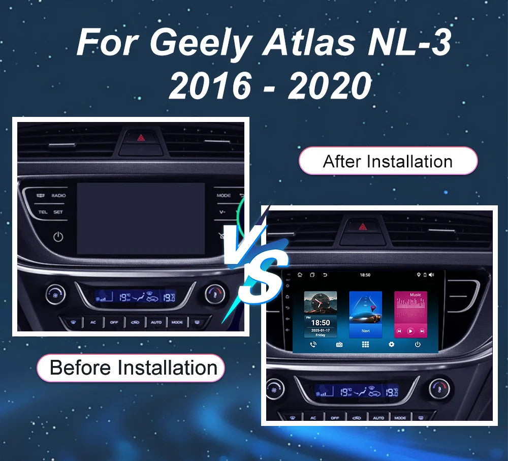 Car Radio Stereo For Geely Atlas NL-3 2016-2020 Auto Navigation Player Multimedia Carplay