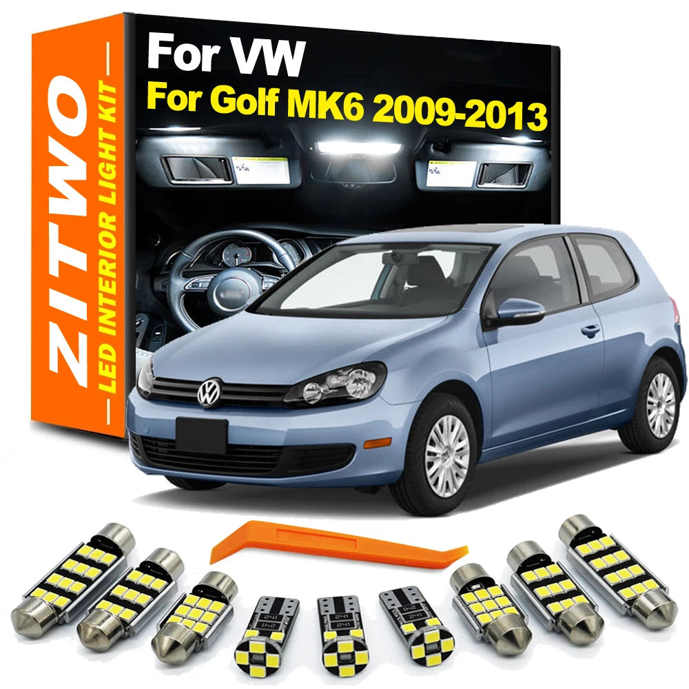 ZITWO 14Pcs LED Bulb Interior Indoor Light Kit For VW Volkswagen Golf MK6 6 VI GTI 2009 2010 2011 2012 2013 Dome Foot Trunk Lamp