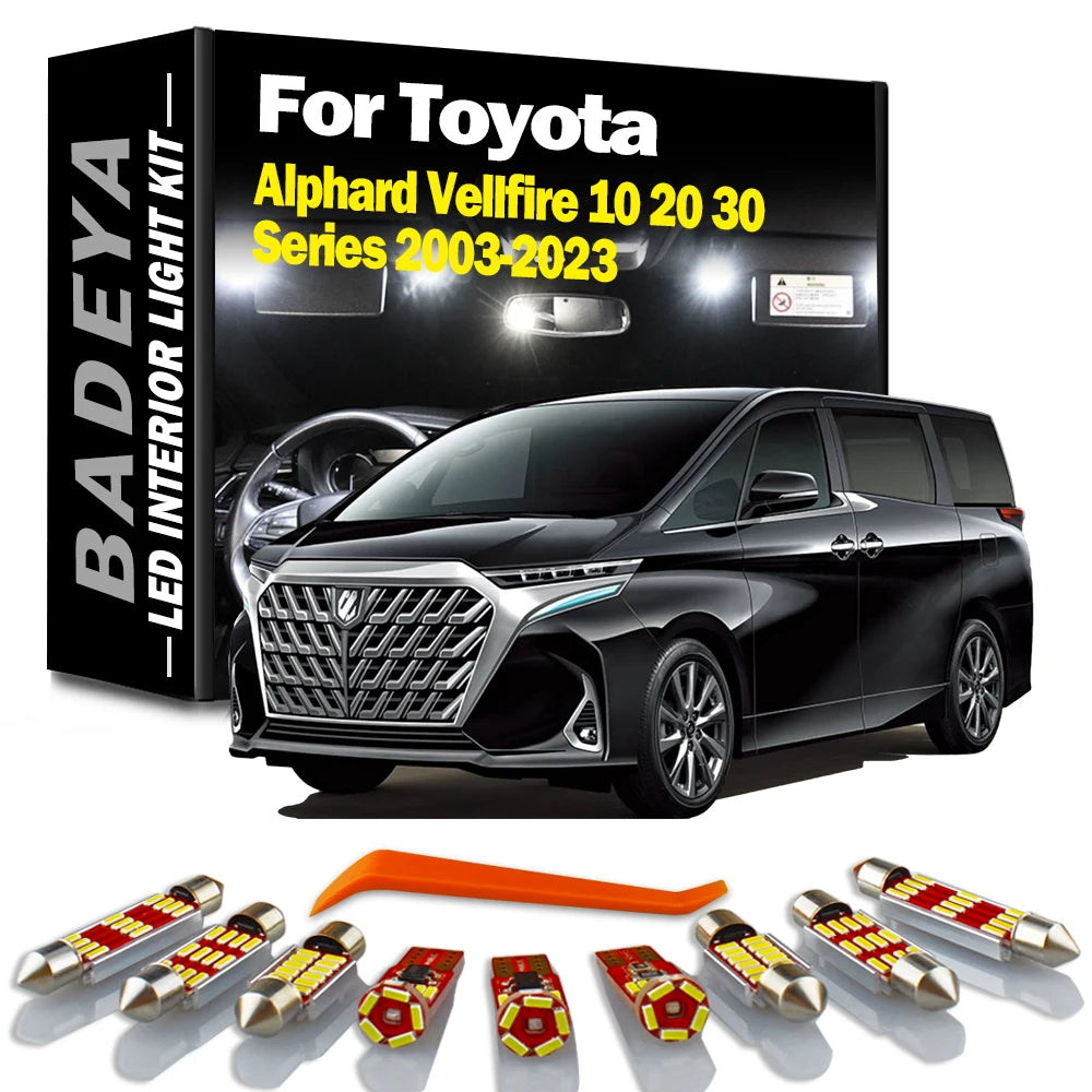 BADEYA Accessories LED Bulbs Interior Map Dome Light Kit For Toyota Alphard Vellfire 10 20