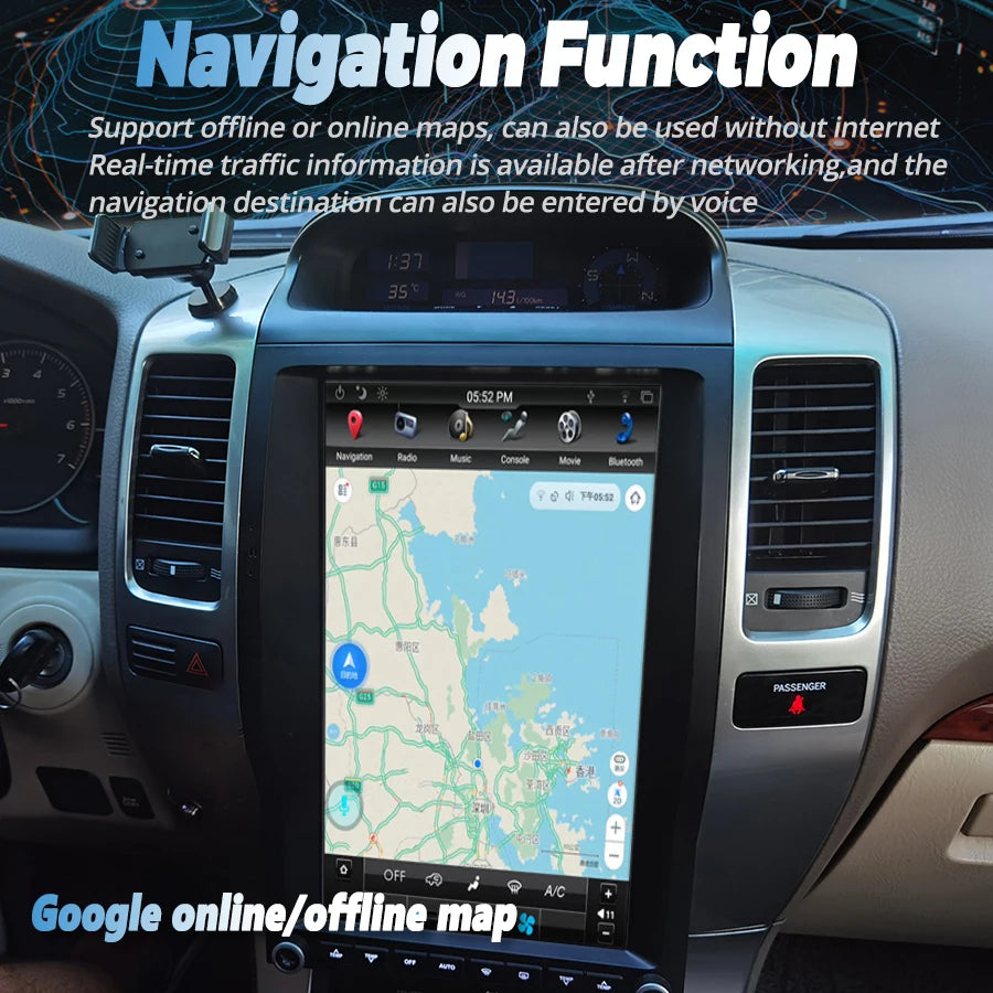 13.6" Android Screen For Toyota Land Cruiser Prado LC120 GX470 GPS Car Multimedia Player C