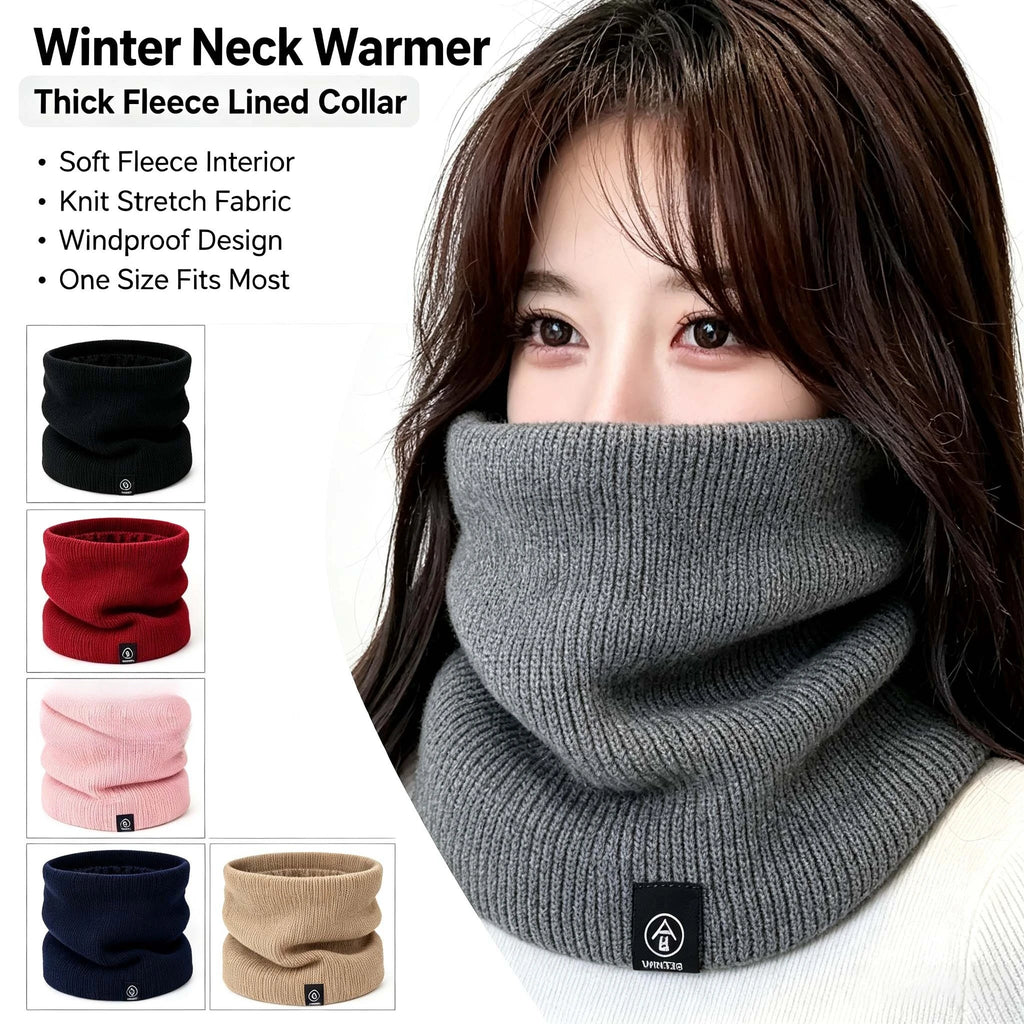 Unisex Winter Warm Knitted Snood Scarf Thick Cashmere Like Solid Color Neck Warmer Ring Scarf fo - Automotive LED Light