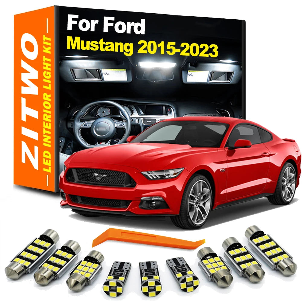 ZITWO 10Pcs Canbus For Ford Mustang 2015 2016 2017 2018 2019 2020 2021 2022 2023 LED Interior Light Kit Reading Dome Map Bulb