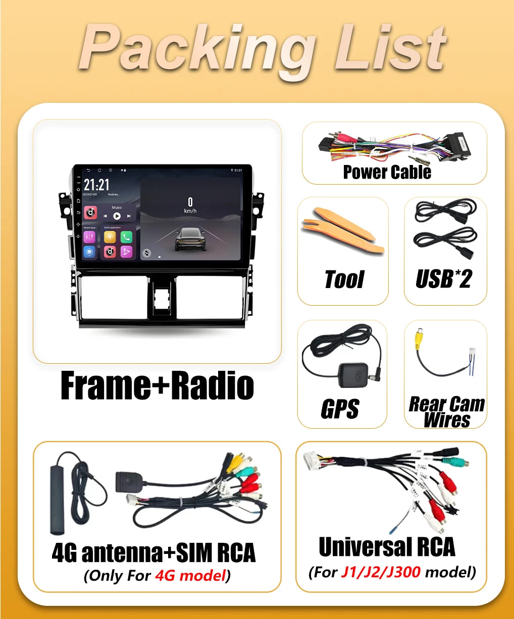 Android 16 Car Radio Carplay For Toyota Yaris Vios 2014 2015 2016 GPS Navigation Multimedi | AUTOKITSHOP