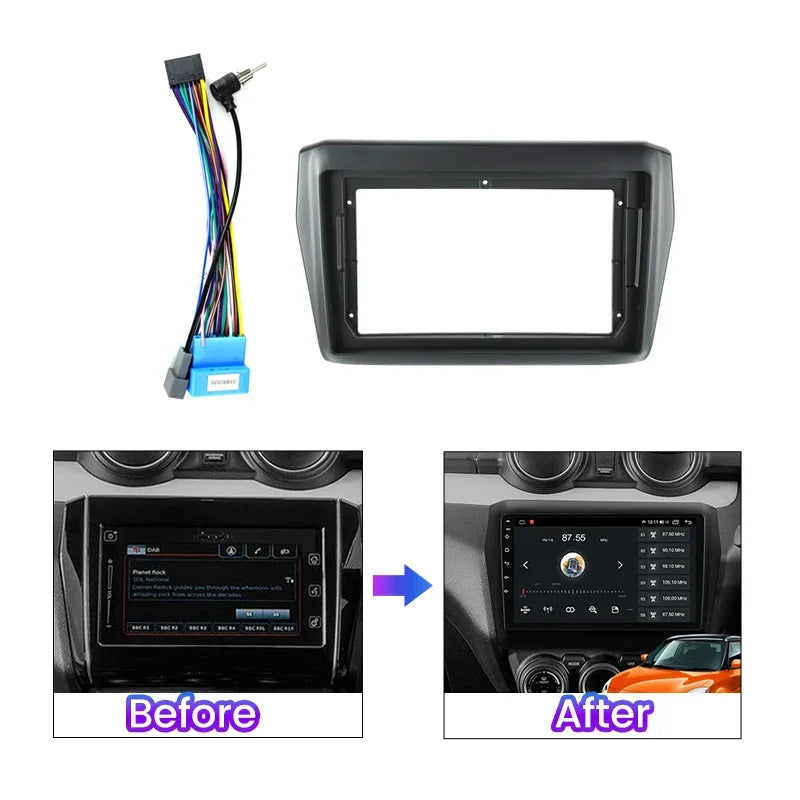 9inch Car Radio Fascia Cable Dash Mount Kit for Suzuki Swift 2016-2020 Android Stereo Plas | AUTOKITSHOP