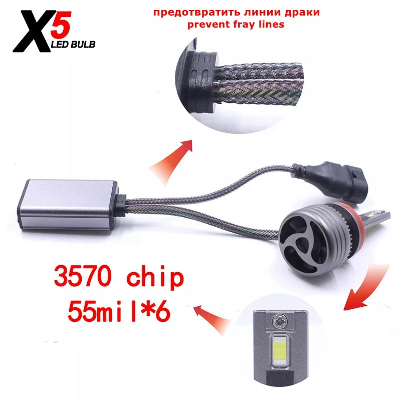 100W X5 H7 LED Car Headlight High Power Fog Light H8 H9 H11 HB3 9005 HB4 9006 Lamp Double