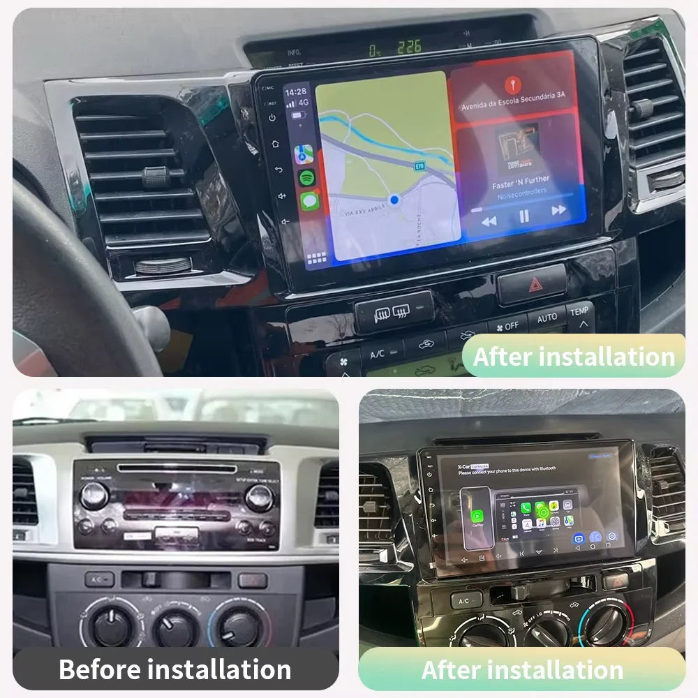 Android 16 Carplay Auto Car Radio For Toyota Fortuner HILUX Revo Vigo 2007-2015 Video Play