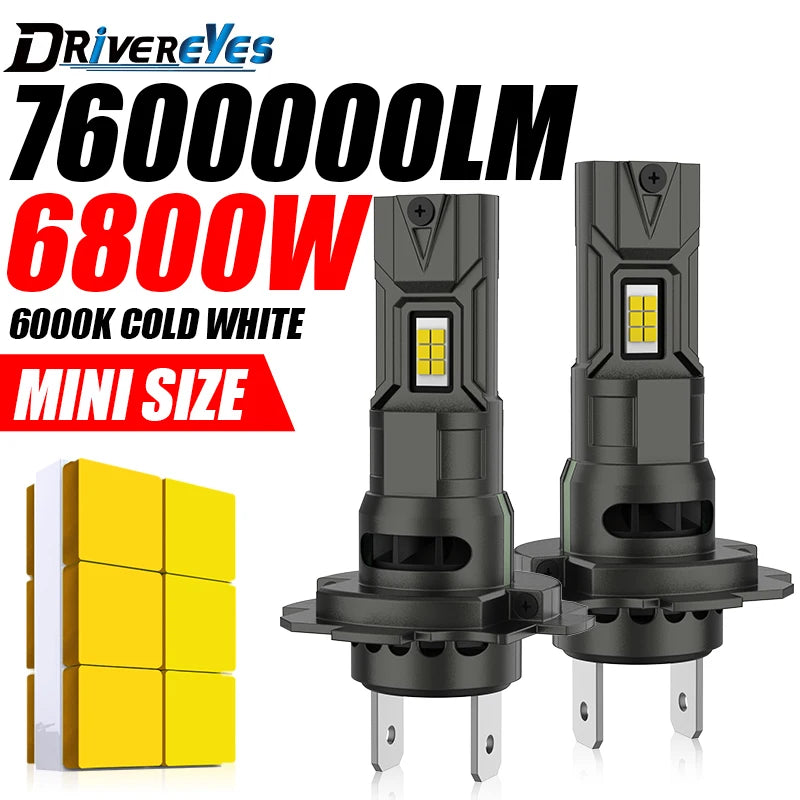 6500W H7 H4 H1 LED Headlight CANBUS H8 H11 9005 HB3 9006 HB4 Lights Mini Lamp 1:1 Size Wir