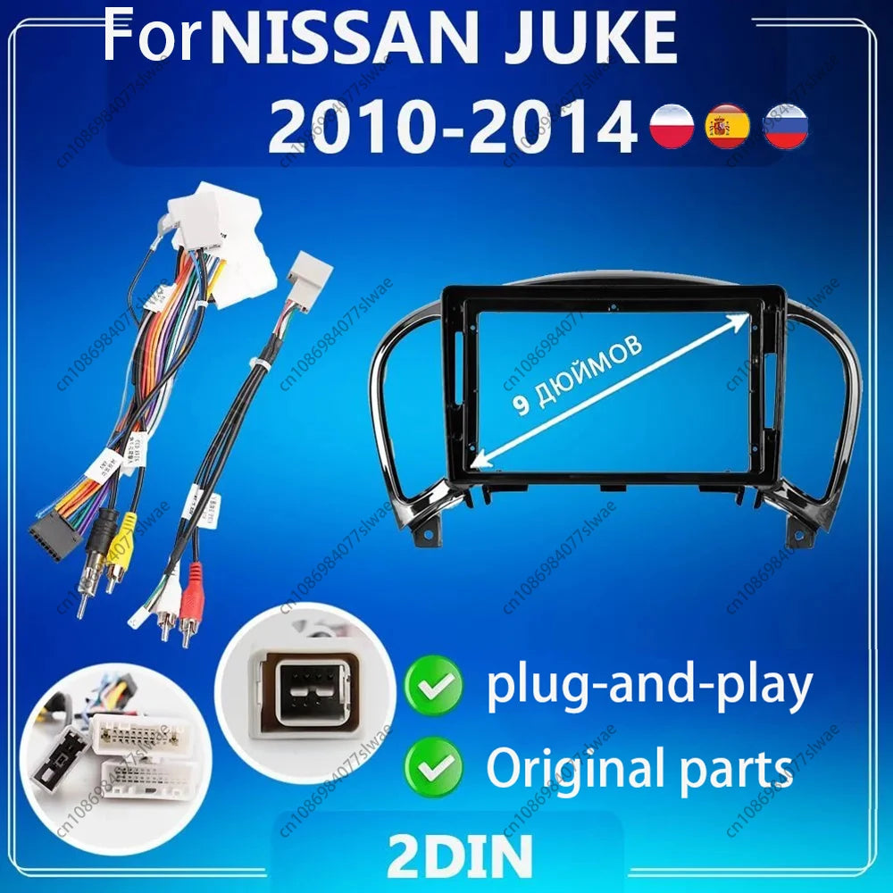 9 inch For NISSAN JUKE 2010-2014 Car Radio Fascias Android MP5 Stereo Player 2Din Head Uni