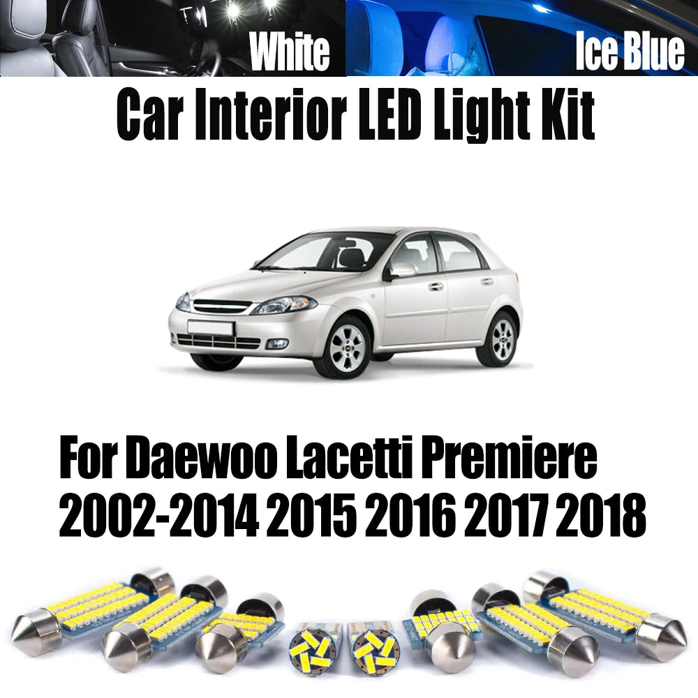 LED Interior Light Kit for Daewoo Lacetti Premiere 2002- 2015 - Canbus Dome Map Door Trunk Bulbs | AUTOKITSHOP