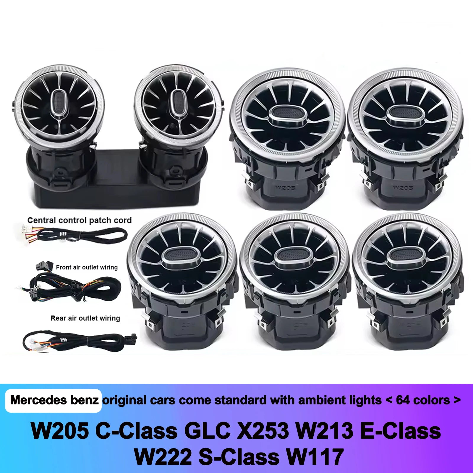 64 Colors - Ambient Light - for Mercedes W205 X253 W213 - Car Interior Lighting