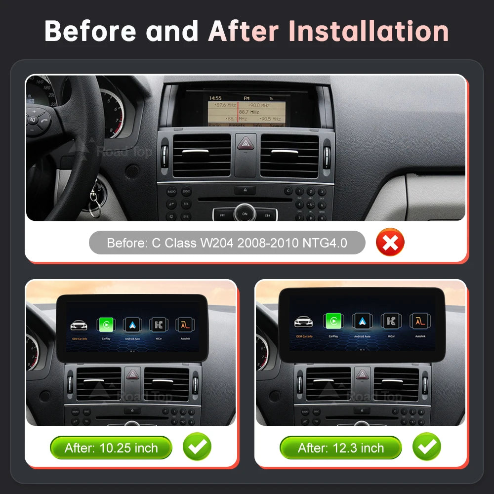 Wrieless CarPlay Android Auto Car Multimedia Linux Touch Screen for Mercedes Benz C Class  | AUTOKITSHOP