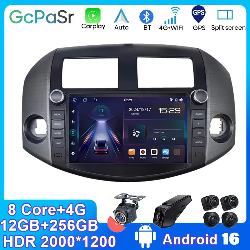 For Toyota RAV4 RAV 4 2007 - 2012 Android 15 Carplay Multimedia Car GPS Player Navigation