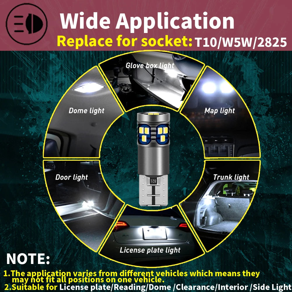 2-Piece LED Interior Light Kit for W5W T10 - Canbus Error-Free Interior Bulbs