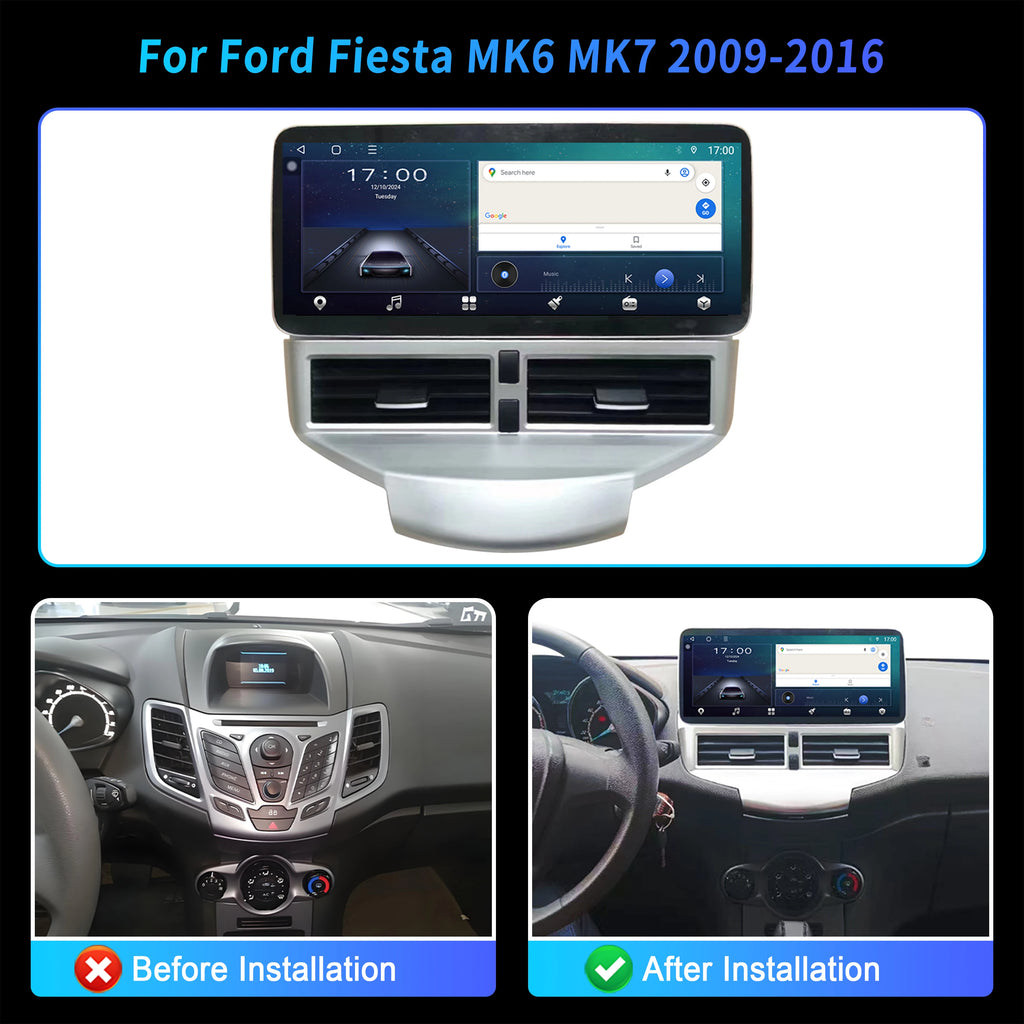12.3 inch Android 14 For Ford Fiesta MK6 MK7 2009 2010 2011-2016 Car Multimedia Navigation