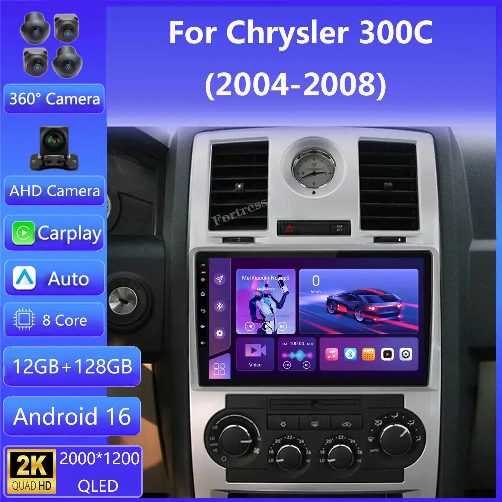 For Chrysler 300C 2004-2011 Car Radio Android 16 Navigation Wireless Bluetooth Carplay 4G