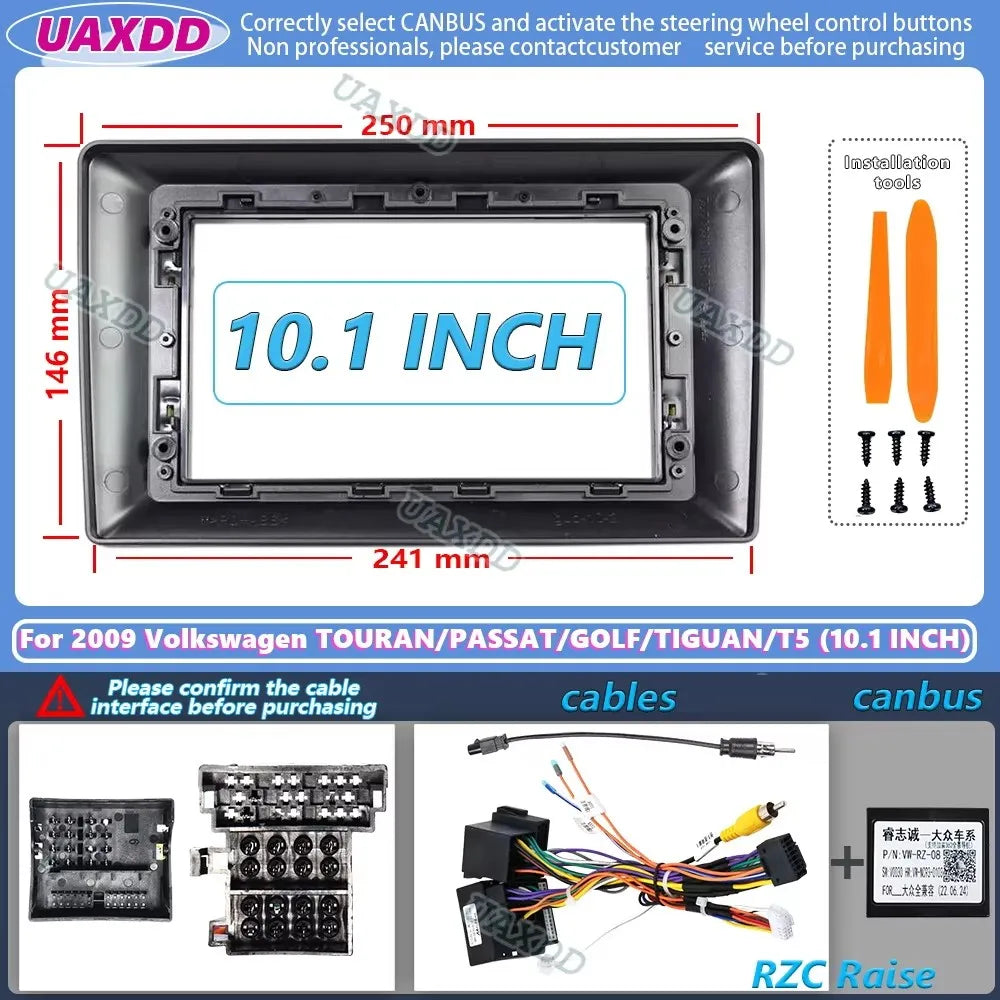 10.1 9 INCH Radio Frame for Volkswagen Touran Passat Golf Tiguan T5 2009 Android Player Fa