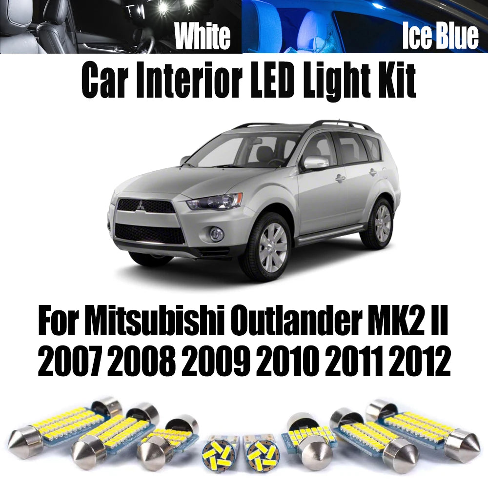 11-Piece LED Interior Light Kit for Mitsubishi Outlander MK2 II 2007- 2010 - Canbus Dome Map Door Trunk Bulbs | AUTOK...