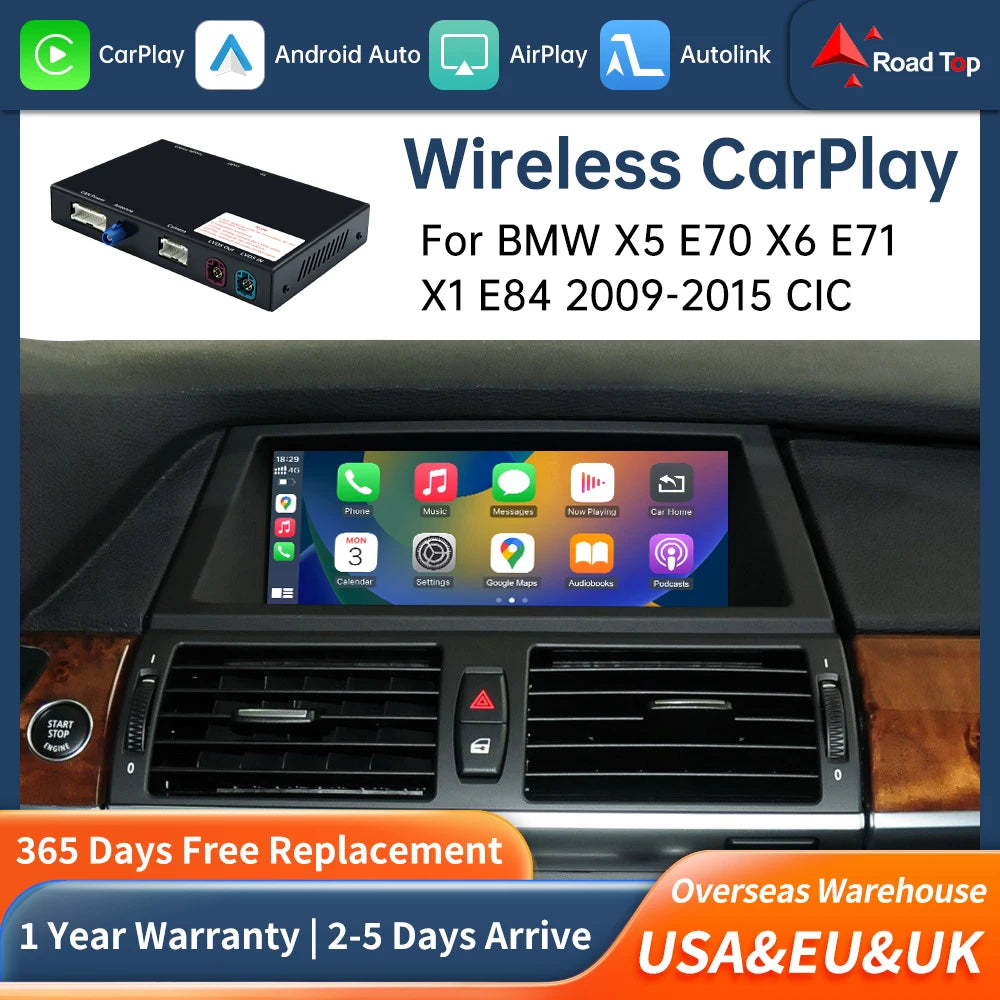Road Top Wireless Carplay Decoder Interface For BMW X5 E70 X6 E71 2011-2013 X1 E84 2009-20 | AUTOKITSHOP
